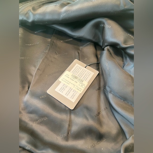 NWT Balenciaga Logo Yellow Fluo Wool Oversized Jacket Drawcord Hem 571439 - Picture 6 of 16